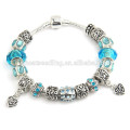 Sweet charm bracelet Silver chain glass bead crystal bracelet